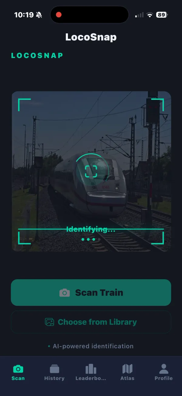 LocoSnap scanning a DB ICE 4
