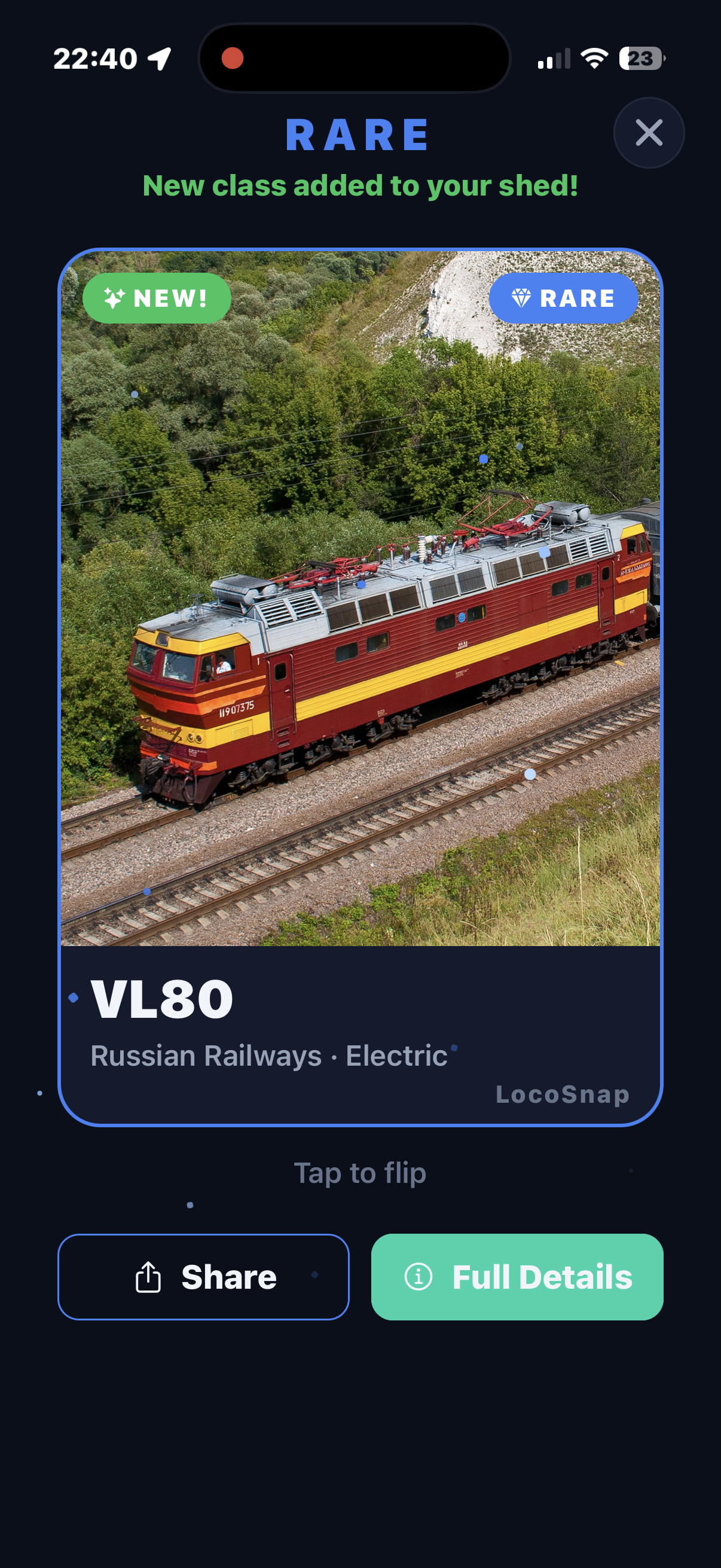 LocoSnap — RARE train identification result