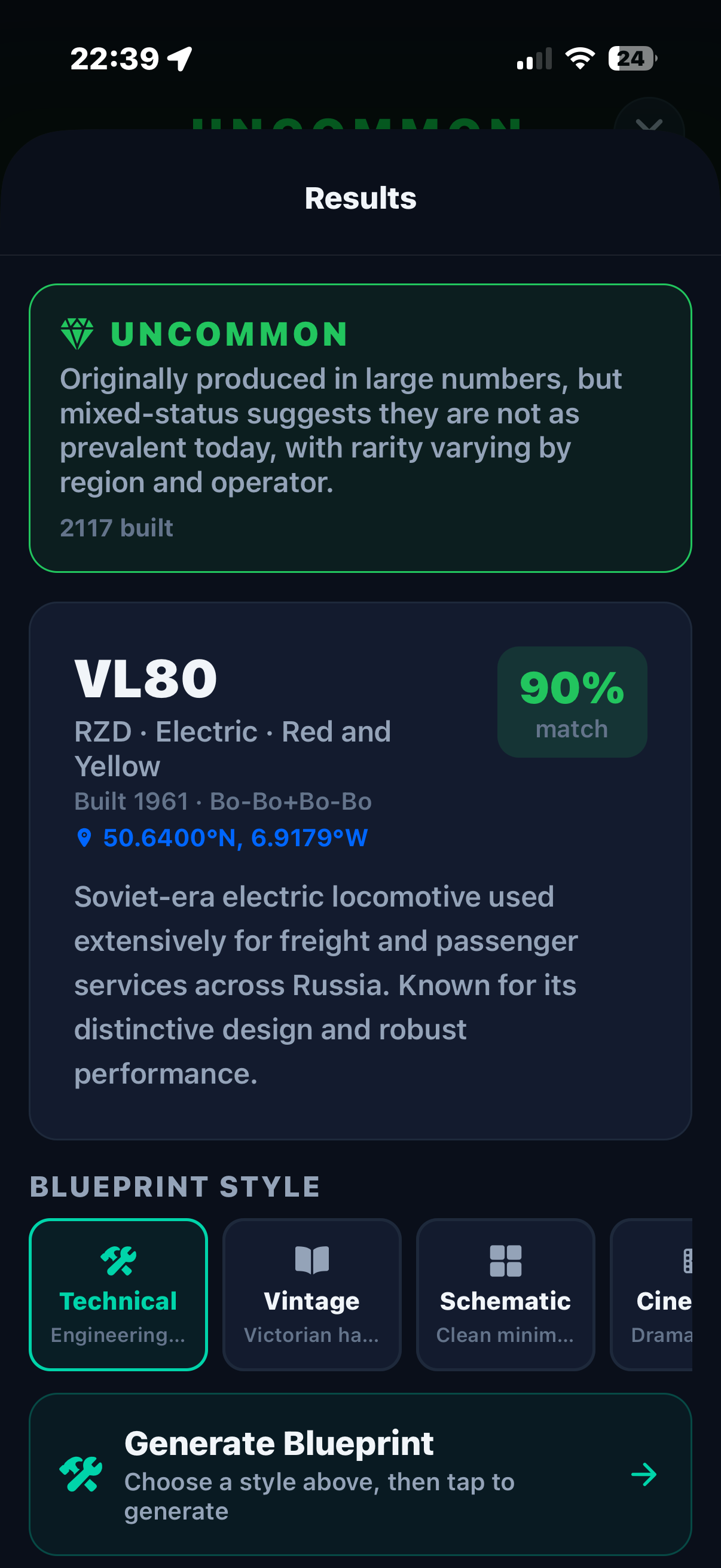 LocoSnap train identification results